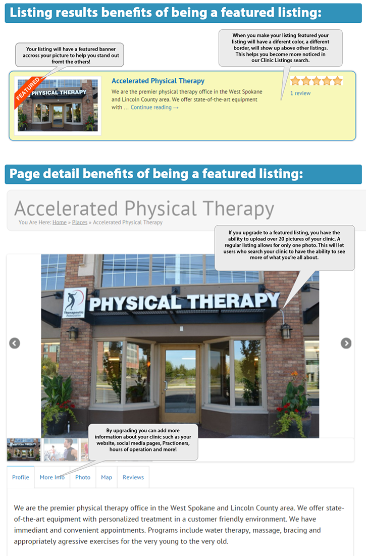 benefits of becoming a featured listing on physicaltherapist.com